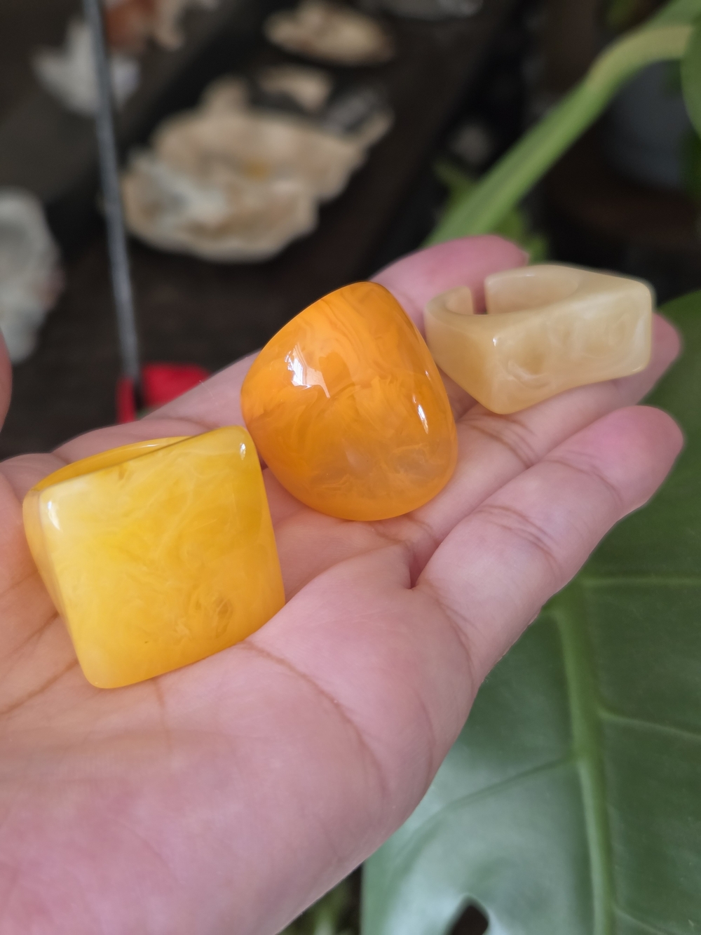 Bold Yellow/Orange Resin Statement Ring